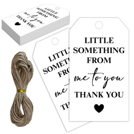 Thank You Tag, 50 Pcs Little Something from Me to You Thank You Lables, 2x3 Inch Gift Tags with String for Wedding Birthday Baby Shower Bridal Shower, Party Decoration-A09