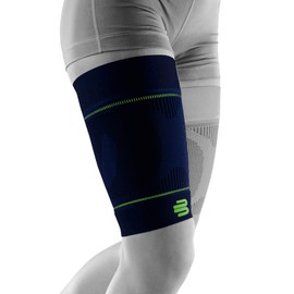 Bauerfeind Sports Compression Upper Leg Sleeves (1 Pair) - Thigh & HamstringCompression for Improved Blood Circulation & Recovery - Thigh Wrap for Quad Support (Navy, Small/X-Long)