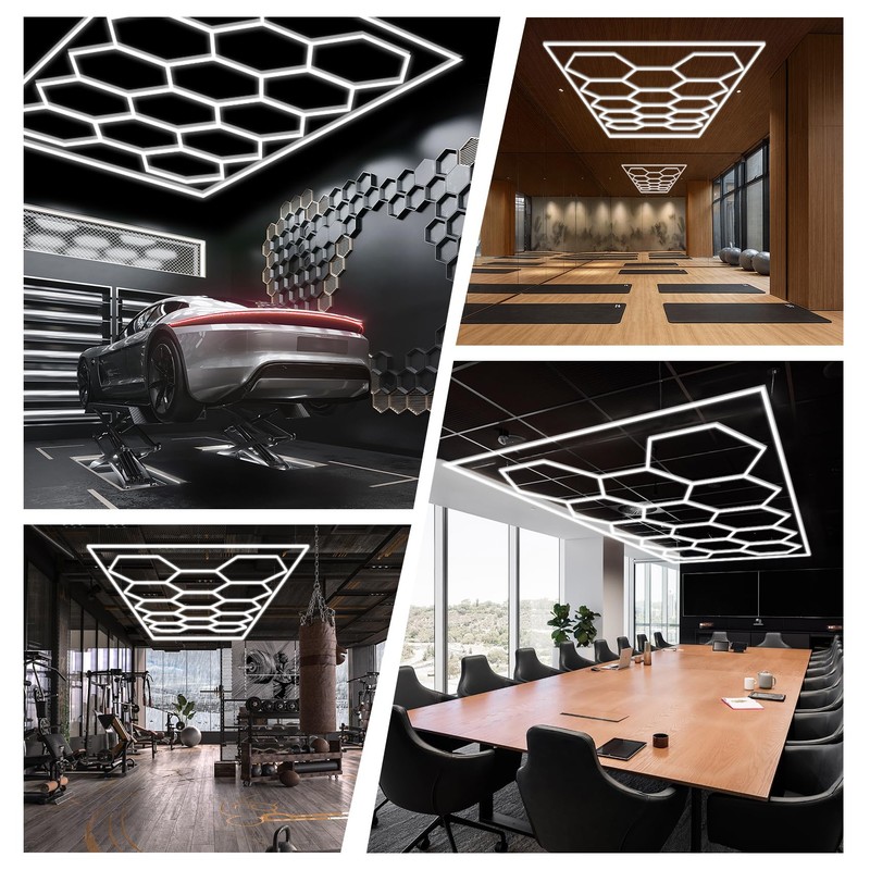 FERUERW Hexagon Garage Lights 3 Level Dimmable, High Brightness 168W