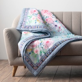 Maison d' Hermine Sweetrose Lavender Cotton Throw Blanket Bohemian Bedding Lightweight and Breathable for Couch Sofa Bed Travel (50"x60")