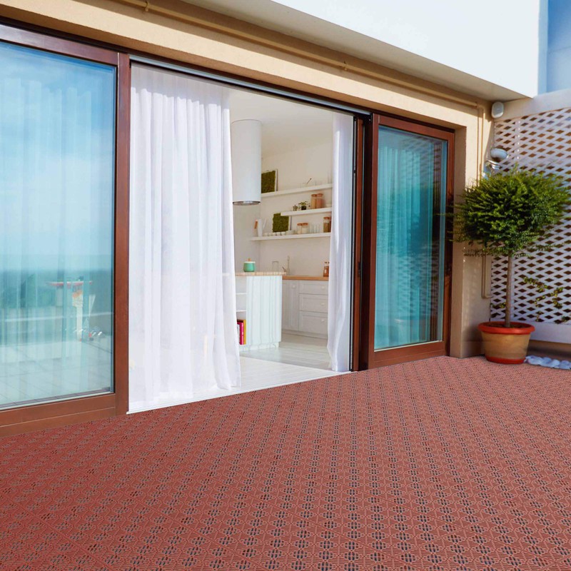 Pure Garden Deck Tiles - 6-Pack Pavers - Polypropylene Interlocking