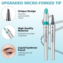 Eyebrow Pencil, Eyebrow Pen, Faux Brow Filling with 4-Fork-Tip Create Natural Hair-Like Brows Last All Day Makeup Brow Stylist Definer Waterproof Fills in Sparse Areas and Gaps (smoky gray)