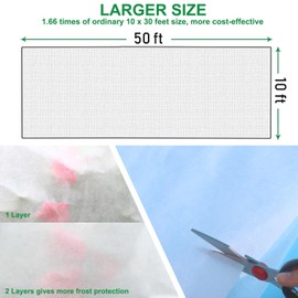 KLEWEE KLEWEE Plant Covers Freeze Protection 10 x 50 Ft, 1.05 oz/yd? Thicker Frost Cloth Plant Freeze Protection, Frost Blankets Covers for Outdoor Plants Winter Frost Protection, Garden Floating Row Covers