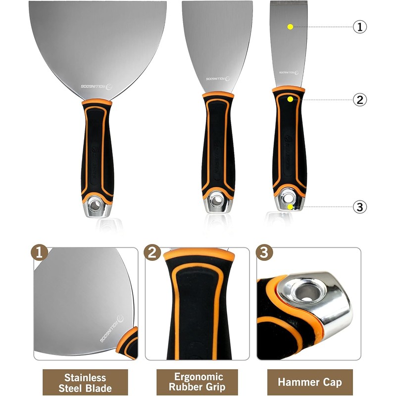 ROLLINGDOG 5 PC Drywall Repair Knife Set - Include Putty