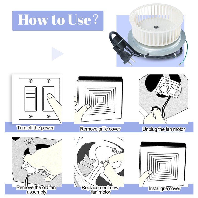 Upgraded 0695B000 Bathroom Fan Motor Assembly | Compatible with QT80