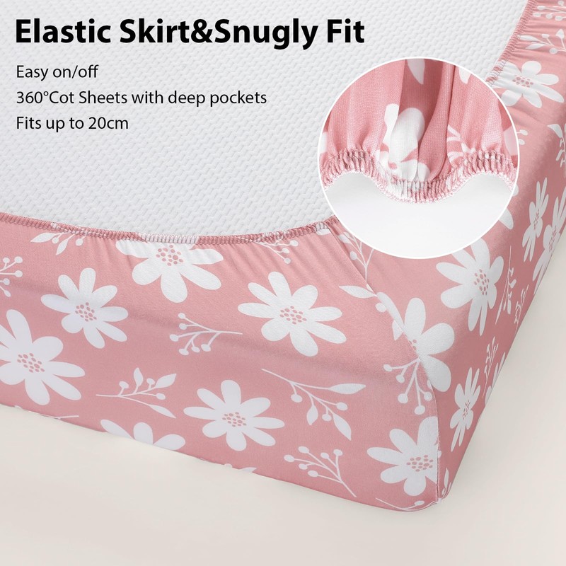 FIEMOL Cot Bed Sheets 140 x 70cm Fitted, 3 Pack