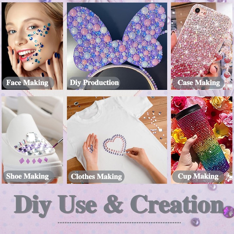 3 Sheets Face Gems Self Adhesive Rhinestones Stick on Face