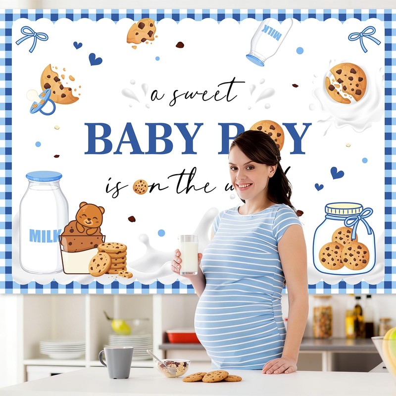 Mocsicka Cookie Baby Shower Backdrop A Sweet Baby Boy is