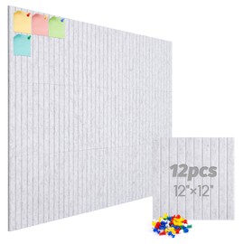 Large Cork Board Alternative, 12 Pack Felt Board with Safe Removable Adhesive Tabs Felt Wall Tiles, Large Cork Boards for Walls, Cork Board for Home Office, Pin Boards for Walls, Stripe Marble White