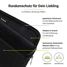 Artwizz Neoprene Sleeve PRO Compatible with MacBook Pro 14 (M3/M2/M1) - Protective Case with Accessory Compartment, Black, 14 Inch