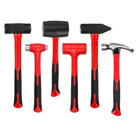 C&T 6-Piece Hammer Set, Fiberglass Handle & Mallet Set, With Shock Reduction Grip, Metal Working | Garage Home Kit | Mechanic Tools | Sledge Hammer | blacksmith Hammer | Ball Peen Hammers | Hand Tools