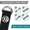 Black Metal D-Ring Buckle Yoga Studio Belt 2.5M