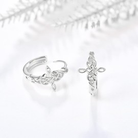 TANGPOET Celtic Earrings 925 Sterling Silver Celtic Knot Hoop Earrings, Small Hypoallergenic Folding Hoop Earrings, Jewellery Gifts for Women Girls, Sterling Silver, No Gemstone