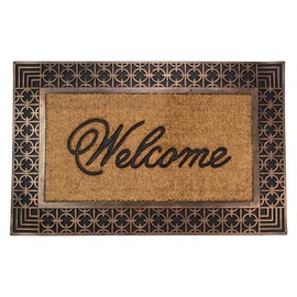 Northlight Gold and Natural Coir Rectangular Welcome Doormat 23" x 35"