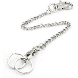 Tinkber 1 Pcs Wallet Chain, Metal Wallet Pocket Chain, Stainless Steel Wallet Chain, Heavy Duty Pocket Chain, with Lobster Clasp and 2 Keyrings for Keys, Jeans, Pants and Handbags (61cm)