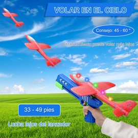 Jasonwell Aviones de Juguetes para Niño 3 Juegos de Avión con LED Juguete de Vuelo de Espuma Lanzador al Aire Libre Regalos de Navidad Cumpleaños Juguetes para Niñas 3 4 5 6 7 8 9 10 11 12 Años