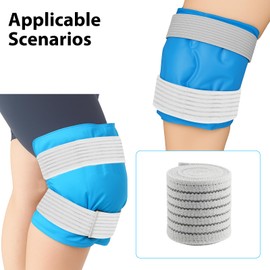 4-Pack Elastic Ice Pack Straps with Hook & Loop, 35.5"x2" Reusable Fastening Bands for Cold/Hot Therapy, Comes with Adjustable Extension Straps,Reusable Ice Belt Extender (Grey)