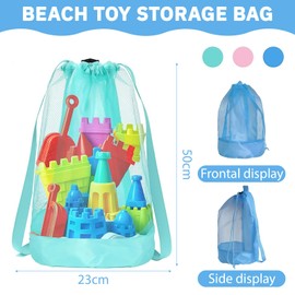 Yamobi Pack of 3 Beach Toy Mesh Bags for Children, Beach Toy Bag, Backpack Bag for Beach, Beach Toy Boys and Girls