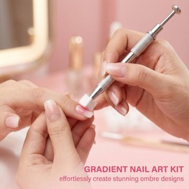 GXGM 200 Pezzi spugne per nail art con impugnatura in metallo, accessori unghie per la decorazione, strumenti di rendering con blocchi di presa, spugna manicure gradiente per unghie, set di