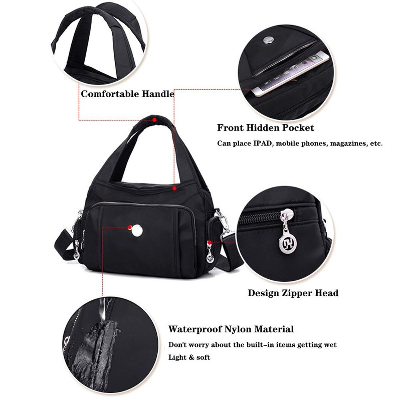 MINTEGRA Crossbody Bag for Women Waterproof Handbag Multi-Pocket Nylon Travel