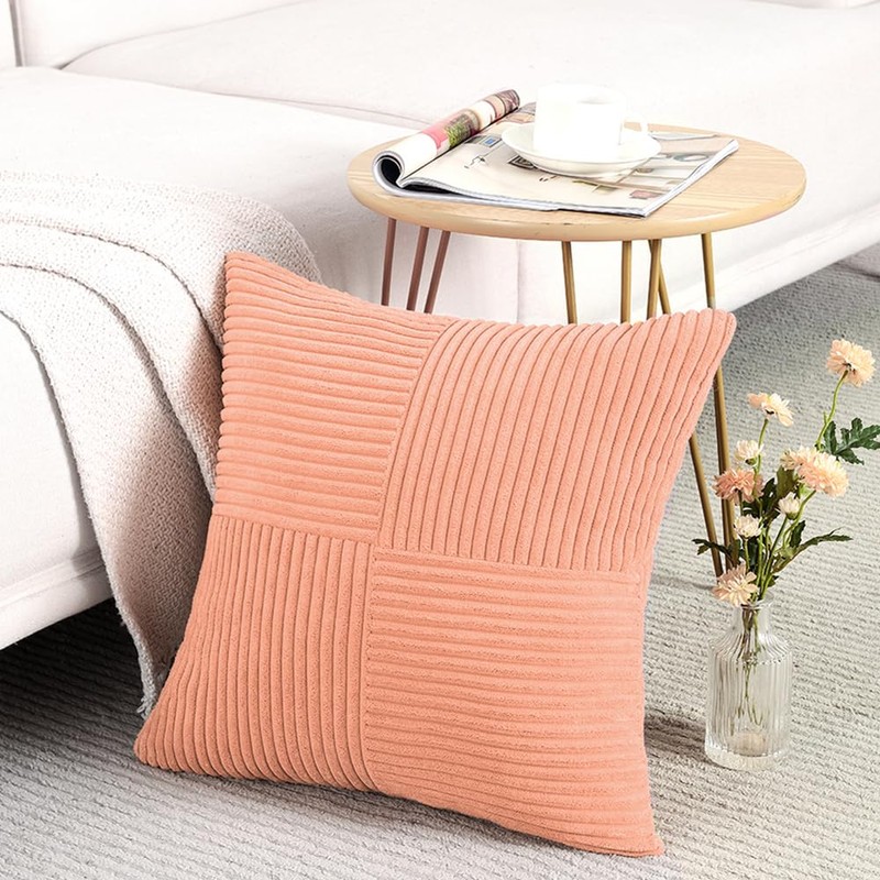 Fancy Homi 2 Packs Peach Decorative Throw Pillow Covers 16x16
