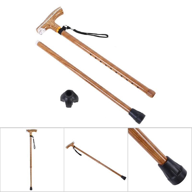 Metal Multi Function Telescopic Flashlight Lightweight Cane (Burlywood Color)