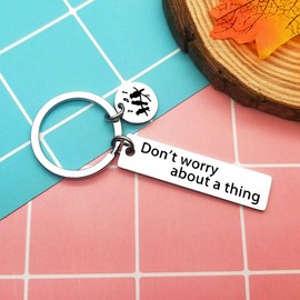 Don't Worry About A Thing Inspirational Keyring - Three Birds Gift for Encouragement, Best Friend, Valentines, Birthday - Motivational Gift