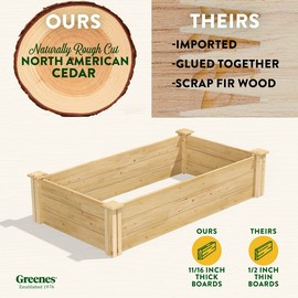 Greenes Fence Original Cedar Raised Garden Bed, 2' x 4' x 10.5" - Made in USA with North American Cedar