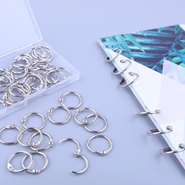AKONEGE 0.75 Inch Loose Leaf Binder Rings, (50 Pack) Small Office Book Rings, Nickel Plated Steel Binder Rings, Keychain Key Rings, Metal Book Rings, Index Card Rings Silver, for School, Home, Office