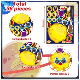 DUJAA 24 Multicolor Cartoon Space Stickers, Astronaut, Alien, Rocket, Planet, Waterproof, Glossy, Single Use, Indoor, Space, Cartoon Theme