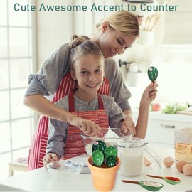 Cactus Measuring Spoons Set in Pot Unique Measuring Cups and Spoons for Coffee Salt Sugar Novelty Cute Baking Gifts Dishwasher Safe Ceramic Measuring Spoons Blue