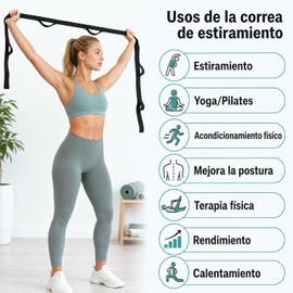 Correa de Yoga Sin Elástico para Estiramiento, Banda de Resistencia para Pilates, Fisioterapia y Rehabilitación, Accesorios de Ejercicio en Casa
