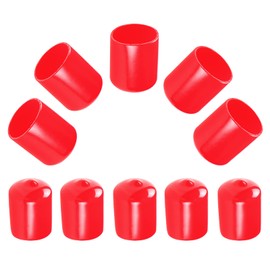 Aopin Rubber Round End Cap Cover 1-1/4 Inch (32mm) Screw Thread Protectors PVC Flexible Tubing Pipe Protective Bolt Screw Thread Protector Safety Cover | for Pipe Post Tubing Rod Cover 10 Pcs (Red)