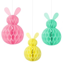 Easter Decorations Hanging Tree Paper Bunny Honeycomb Ball Hanging Pendant Ornament Easter Party Favors, Easter Table Decorations,Spring Decorations