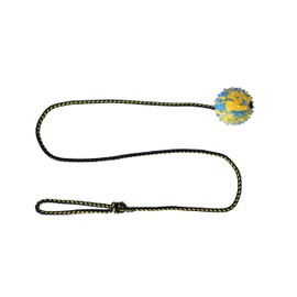 DINGO Nubby Dog Ball - Fully Rubber-Filled, with Bell and 100 cm Long Rope - Suitable for Fetching, Dog Sports, Agility, Playtime - Medium Size - Random Colour (17317-2)