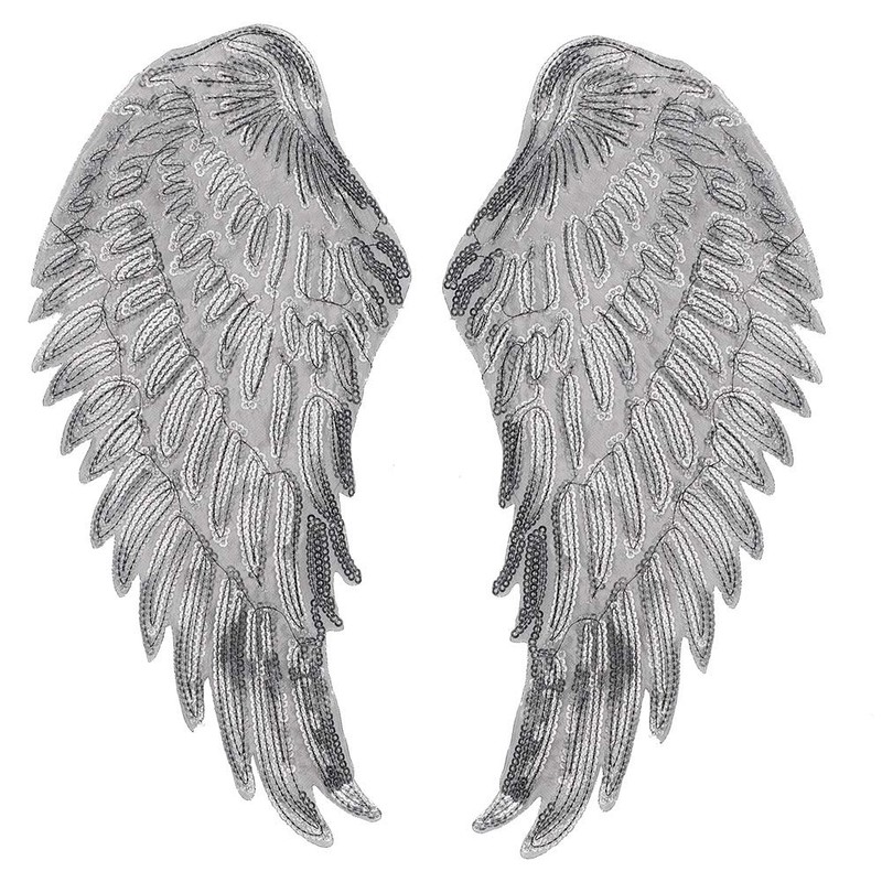 2 Pairs DIY Clothes Wing Sequins Patch Sequins Angel Wings