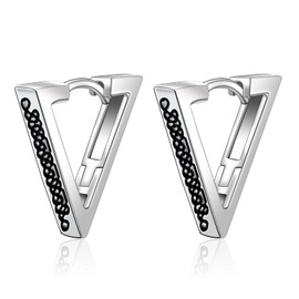 Viking Earrings 25 Sterling Silver Viking Triangle Earrings for Men Viking Jewelry Gifts for Men Women, Sterling Silver, No Gemstone