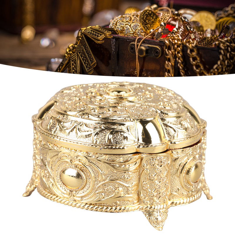 Metal Jewelry Box Innovative Light Luxury Shell Flower Round Trinket