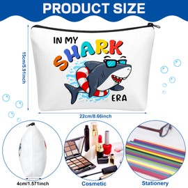 Sweetude 12 Pcs Funny Shark Gifts for Women Makeup Bag Cute Sharks Themed Cosmetic Bags Portable Travel Toiletry Pouch with Zipper Shark Week Gifts Accessorie for Women Girls Ocean Lover