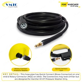 VMTC Hose Pipe (K-Quick Connect—M22 Connect) Compatible with Karcher Pressure Washer K1-K7 High-Pressure Car Washer Accessory (10 Metre)