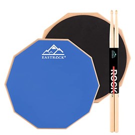 EASTROCK Practice Drum Pad, 11 Inches Double Sided Slient Drum Pad, Silicone Dumb Drum with Drumsticks and Storage Bag for Beginners, Blue