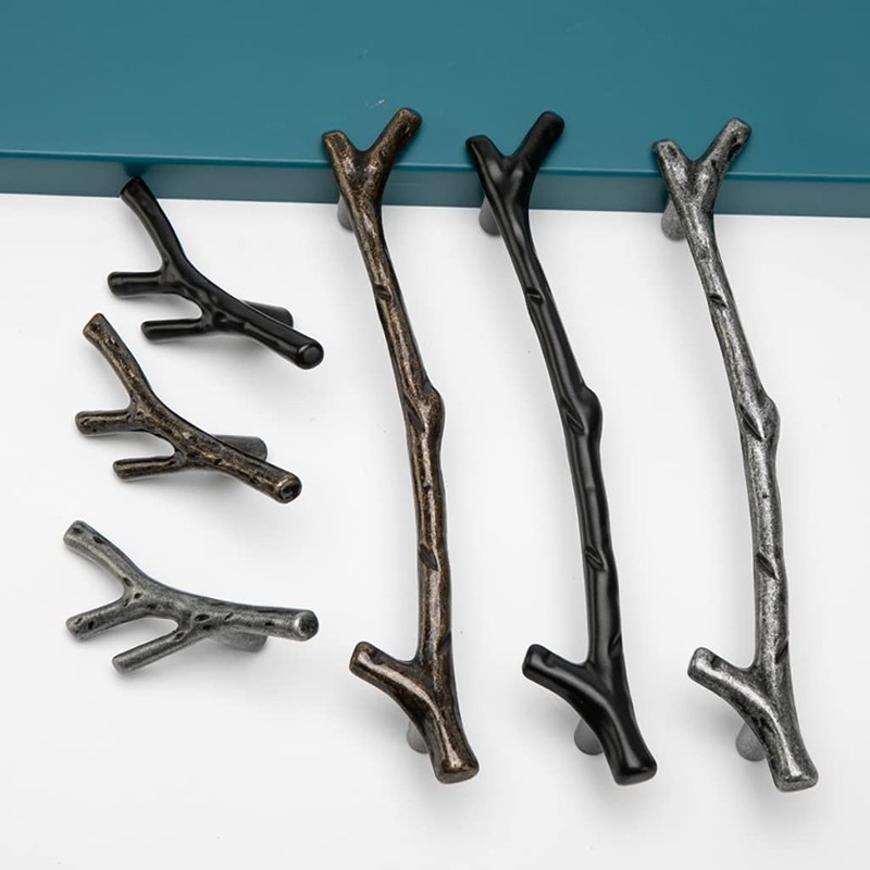 ESreake 10pcs Vintage Tree Twig Branch Cabinet Knobs Pulls Handles,Zinc