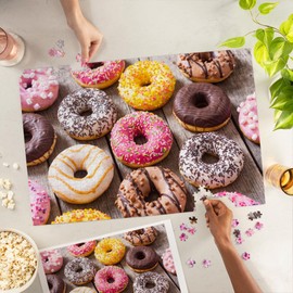 Lantern Press 1000 Piece Jigsaw Puzzle, Colorful Donuts with Sprinkles and Frosting on a Wood Table, Photography