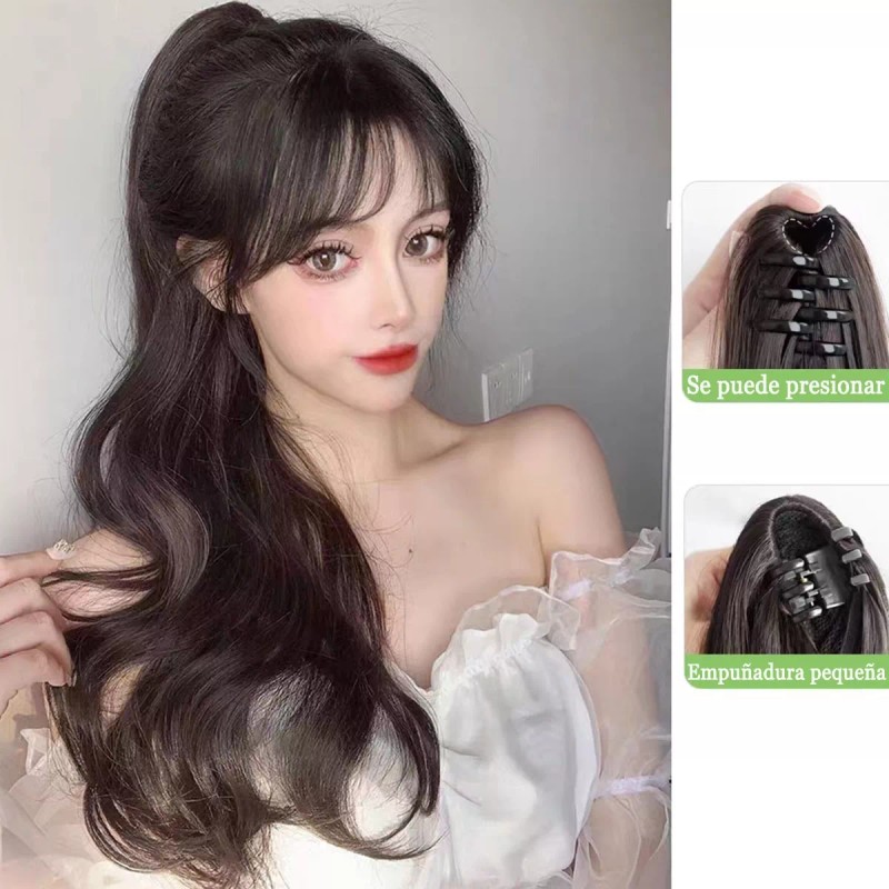 Awvuq Coletas Cola Cabello Natural Extensiones Postizos Clip 50cm