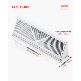 VEVOR 15-Inch Floor Registers, 10-Pack Baseboard Registers, HVAC Heavy-Duty Walkable Iron Floor Vents, Rustproof Anti-Peeling Air Vents Deflector Adjustable with Metal Damper for Home & Office, White