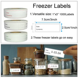 Chardime 1000pcs Freezer Labels,1x3 inch for Food containers,Food Labels Quick and Easy to Remove- Easy to Write on(Black)