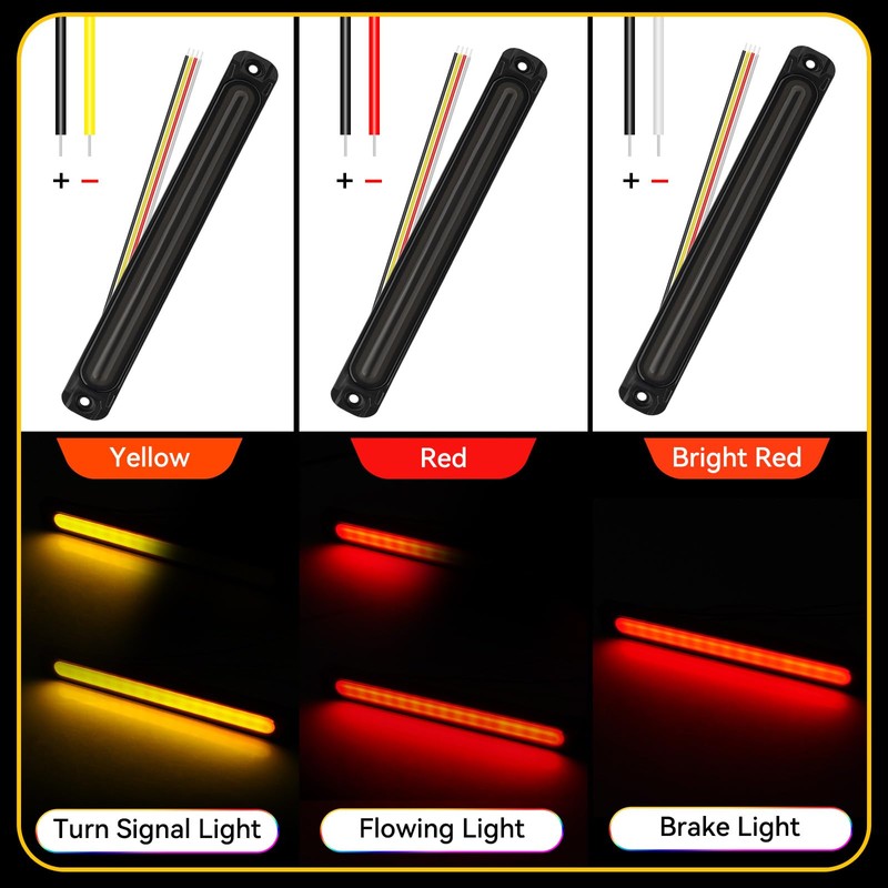 Jerbor 10" LED Trailer Tail Light Bar Brake Stop Turn