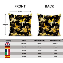 HUASHUZI Cushion Cover 40 x 40 cm Bee Black Yellow Cushion Decoration Gifts for Sofa Cushion Mustard Yellow Cushion Covers Decorative Cushion Cover Sofa Garden Furniture Balcony Living Room Decorative