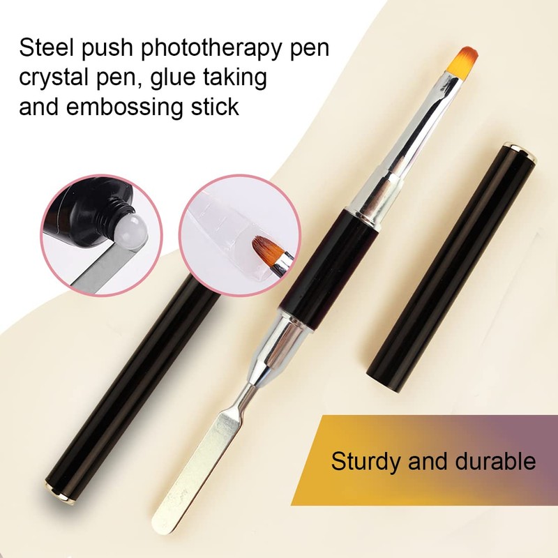 REQAG 2 Pieces Brush Nail Acrylic Gel Dual Ended Poly