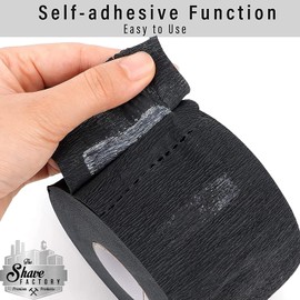 The Shave Factory Neck Strip, Disposable Barber Paper, 3 Rolls (Black, Protects Your Neck, Unisex, Natural, Fragrance Free, Hygienic Option for Barbers, Hairdressers, Salon Professionals)